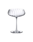 NUDE Round Up coupe glass, a lead-free crystal flute glass with a rounded rippled design in wide coupe shape, presented on white background