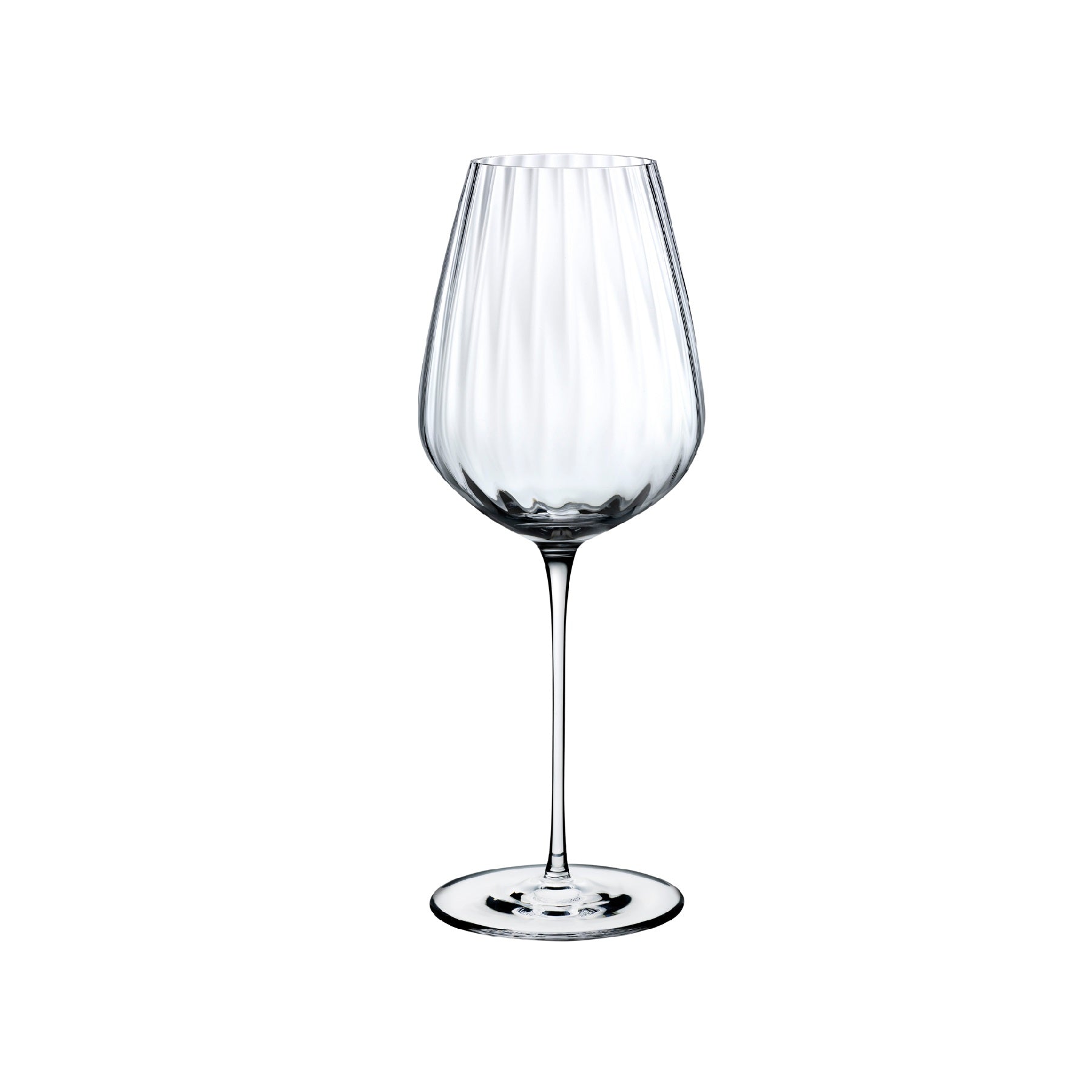 NUDE Round Up white wine glass, a lead-free crystal wine glass with a rounded rippled design, presented on white background