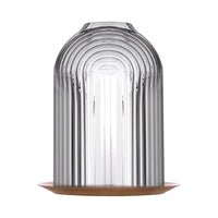 Lead-free crystal candle holder Ilo, a dome shaped candle holder with rippled glass effect, without candle presented on white background
